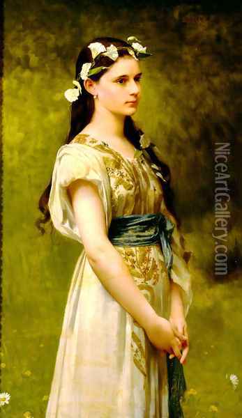 Portrait Of Julia Foster Ward Oil Painting - Jules Joseph Lefebvre