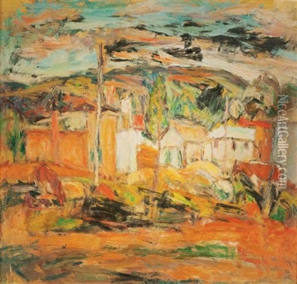 Landscape With Houses Oil Painting - Abraham Manievich