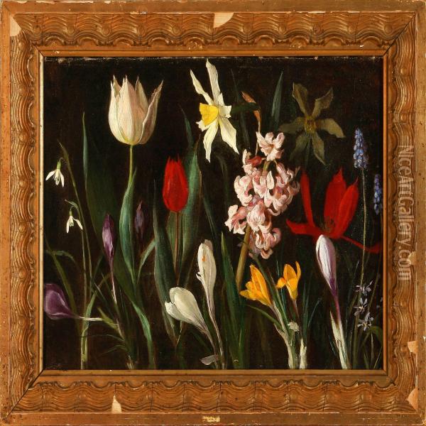Spring Flowers Oil Painting - Valdemar Kornerup