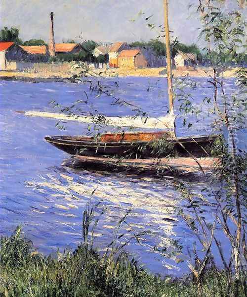 Anchored Boat On The Seine At Argenteuil Oil Painting - Gustave Caillebotte