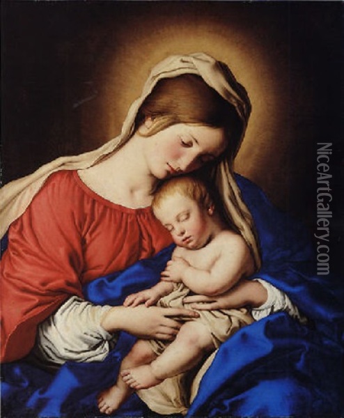 The Madonna And Child Oil Painting - Giovanni Battista Salvi (Il Sassoferrato)