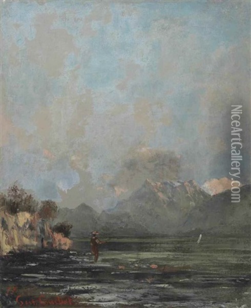 Le Lac Leman (la Dent Du Midi) Oil Painting - Gustave Courbet