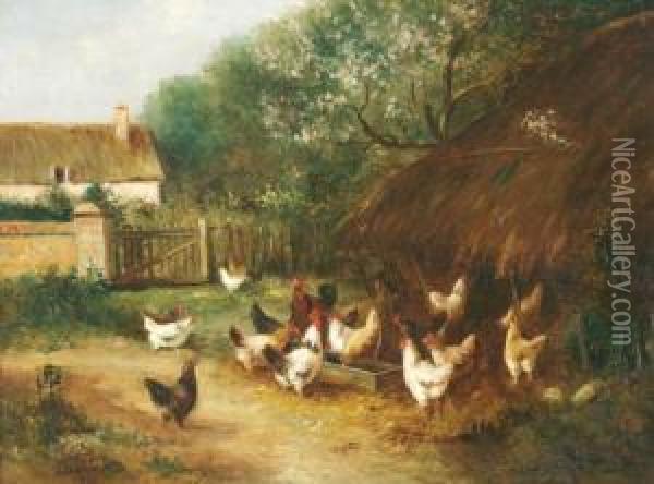 Le Poulailler  Oil Painting - Edmond Van Coppenolle
