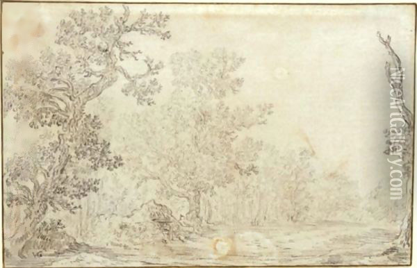 View Of A Clearing In A Wood Oil Painting - Jan van Goyen
