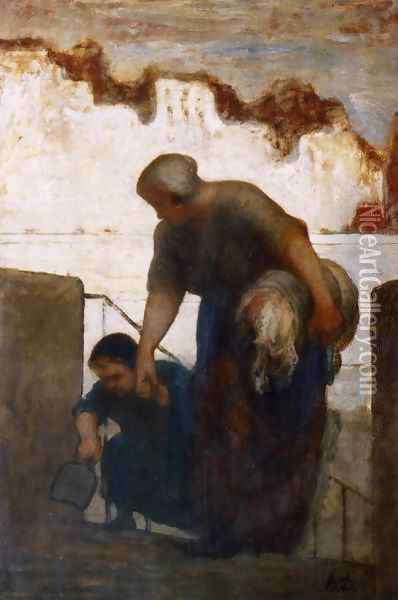 The Washerwoman 3 Oil Painting - Honore Daumier