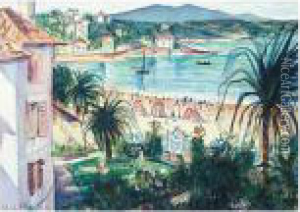 Mediterranean Beach Scene Oil Painting - Christopher R. Wynne Nevinson