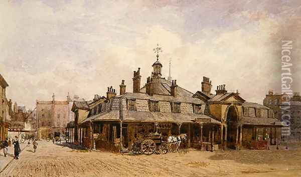 View of Oxford Market, St. Marylebone, c.1880 Oil Painting - John Crowther