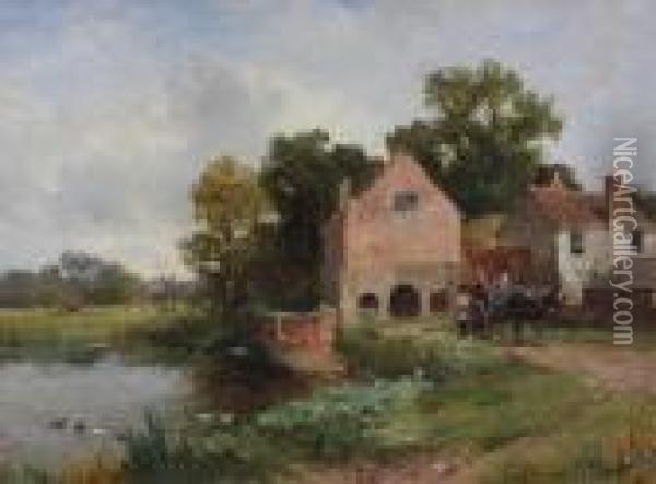 A Mill On The Salway Oil Painting - David Bates