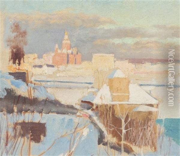 View From Kaivopuisto Oil Painting - Albert Edelfelt