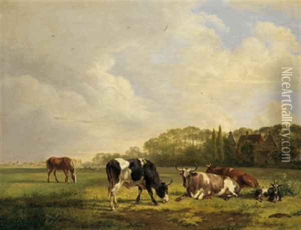 Tierherde Auf Der Weide Oil Painting - Georgius Jacobus Johannes van Os