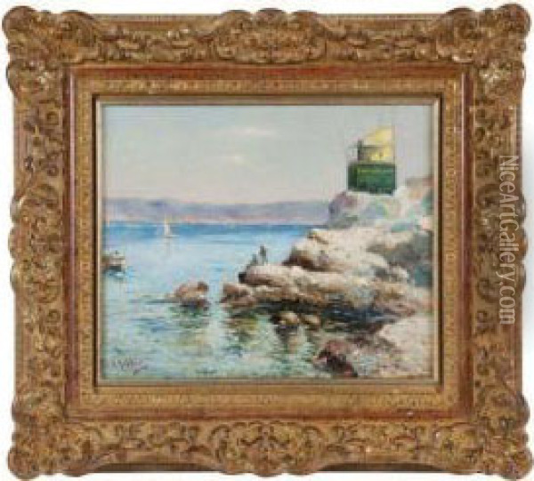 Pecheurs Sur La Corniche Oil Painting - Louis Nattero