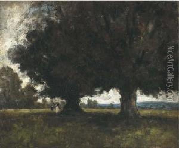 Figures Under A Tree Oil Painting - Nathaniel R.H.A. Hone Ii,