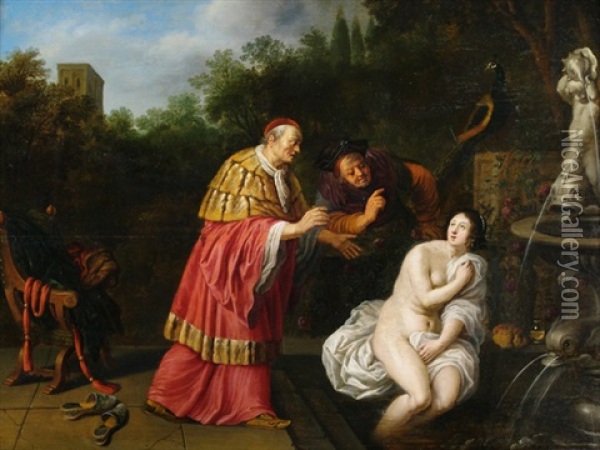 Susanna Und Die Alten Oil Painting - Adriaen van Nieulandt the Elder