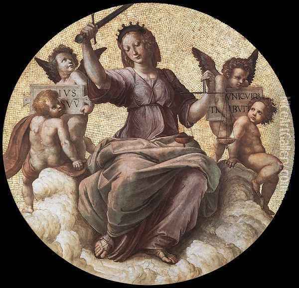 The Stanza Della Segnatura Ceiling Justice Oil Painting - Raphael