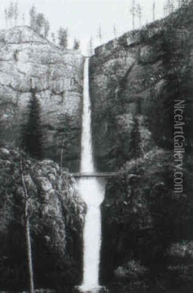 Multnomah Falls In Winter Oil Painting - William Samuel Parrott