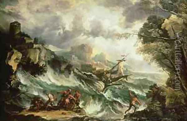 Seascape with Shipwreck Oil Painting - Antonio Marini