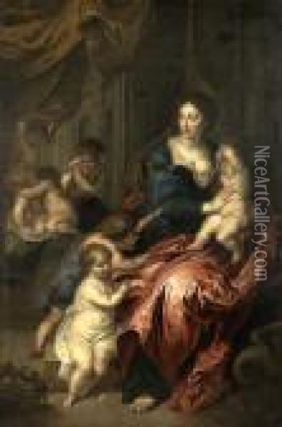 Nossa Senhora Com O Menino Jesus E S. Joao Baptista Oil Painting - Peter Paul Rubens