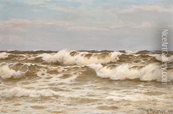 Rough Seas At Bournemouth Oil Painting - Lauritz B. Holst