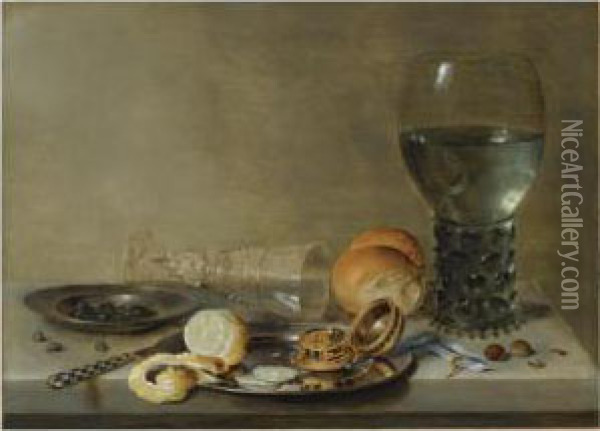 Still Life Of A Roemer And A Facon De Venise Oil Painting - Willem Claesz. Heda