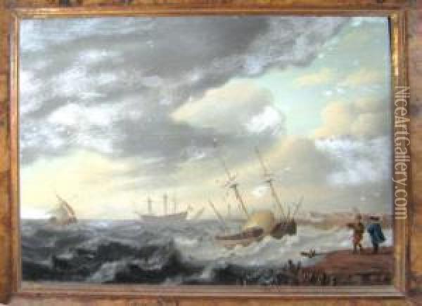 Dutch Coastal View Oil Painting - Jan van der Meer