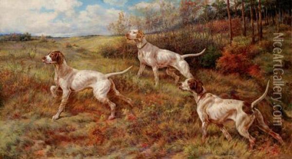 Hunting In The Fall - Three Pointers Oil Painting - Edmund Henry Osthaus