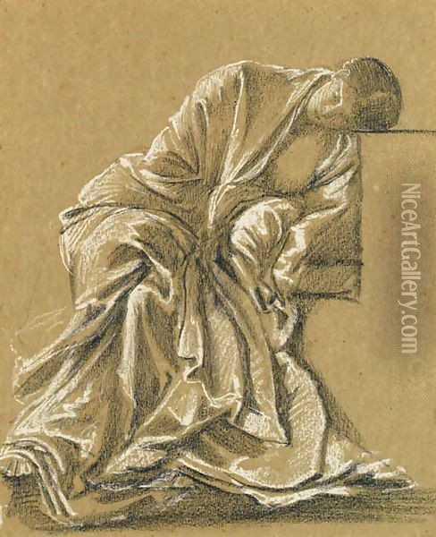 Study of a seated woman, heavily draped Oil Painting - Sir Edward Coley Burne-Jones