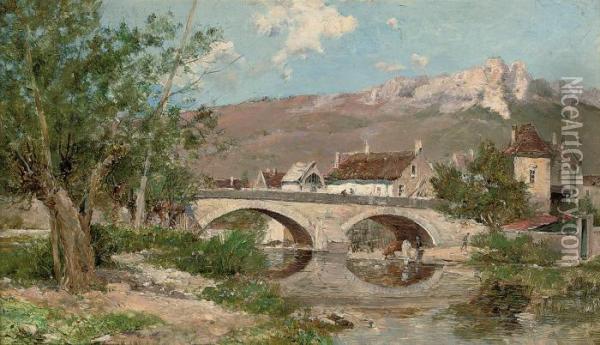 Le Pont A Mailly-le-chateau Oil Painting - Maurice Levis