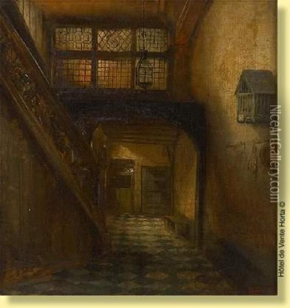 Interieur De La Maison Hydraulique A Anvers Oil Painting - Henri Leys