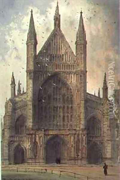 Winchester Cathedral view of the West front Oil Painting - Paul (J.L.Crees) Braddon