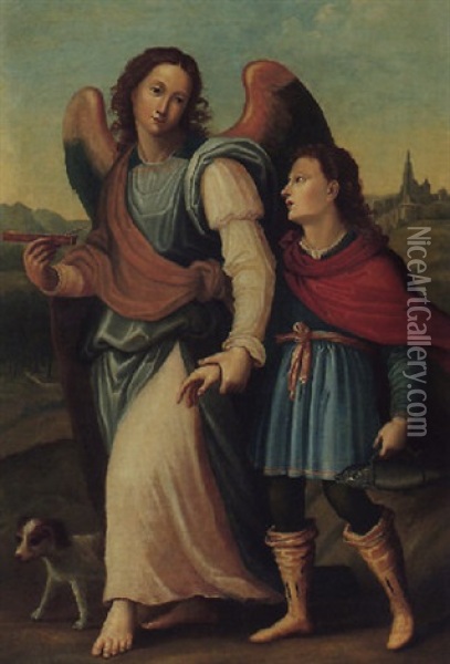 Tobias And The Angel Oil Painting - Giovanni Antonio Sogliani