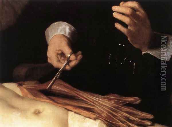 The Anatomy Lecture of Dr. Nicolaes Tulp (detail) 1632 Oil Painting - Rembrandt Van Rijn