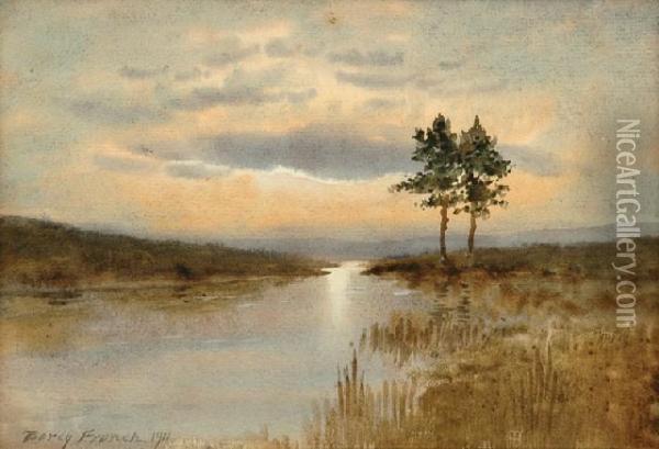 River Scene Atdusk Oil Painting - William Percy French