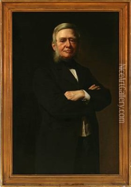 Portrait Of A Businessman Oil Painting - Frederik (Johan Frederik Nikolai) Vermehren