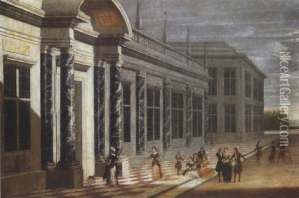 Fete Devant La Facade D'un Palais Renaissance Oil Painting - Jacob Ferdinand Saeys