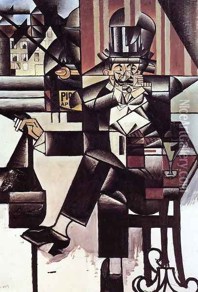 Man in the Cafe Oil Painting - Juan Gris