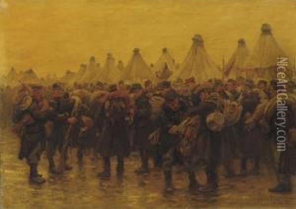 The Belgian Infantry In Camp Zeist Oil Painting - Jan Hoynck Van Papendrecht