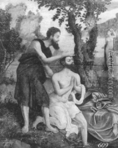 The Baptism Of Jesus Oil Painting - Adam Elsheimer