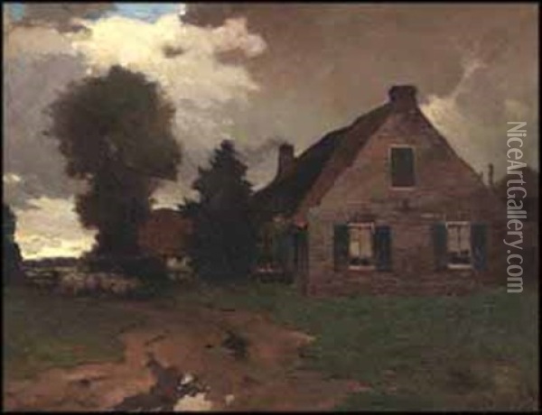 Farmhouse Oil Painting - John William Beatty