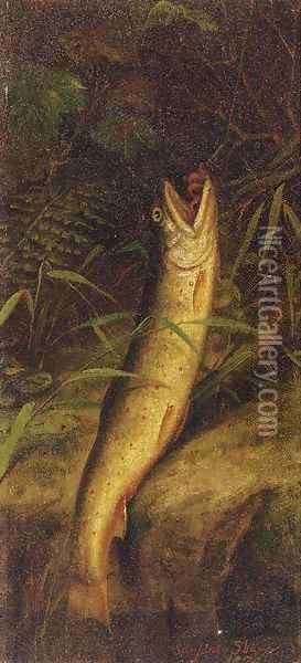 A hooked eel Oil Painting - Sanford Shayer