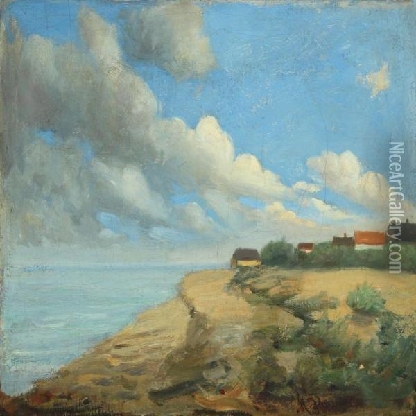 Coastal Landscape With Houses Oil Painting - Marie Von Baselli