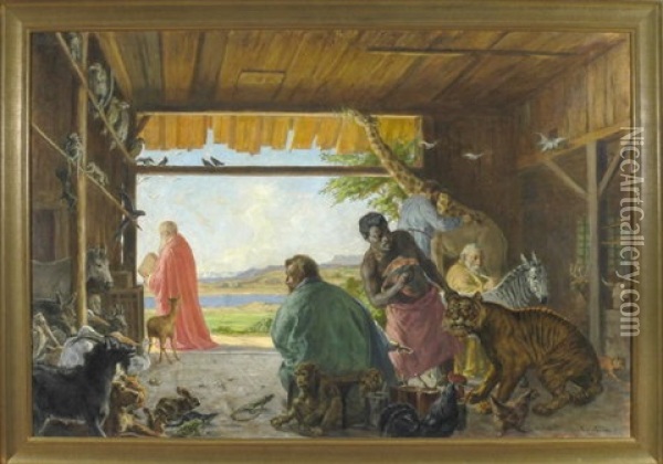Arche Noah - Die Tiere Werden In Empfang Genommen Oil Painting - Paul Thiem