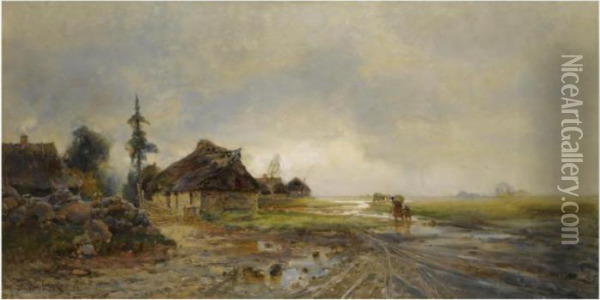 After The Rain Oil Painting - Iulii Iul'evich (Julius) Klever