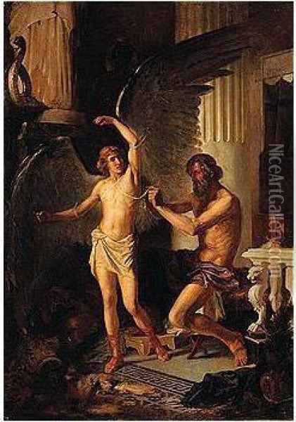 Daedalus And Icarus Oil Painting - Feodor Feodorowitsch Buchholz