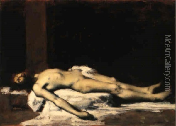 The Dead Christ Oil Painting - Jean Jacques Henner