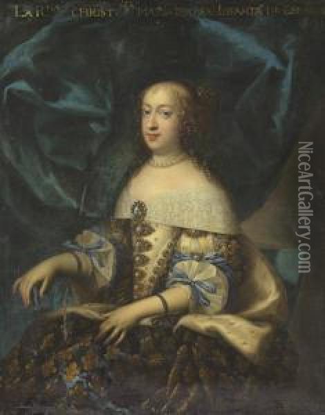 Portrait Of The Maria Theresa, Queen Of France (1638-1683) Oil Painting - Charles Beaubrun