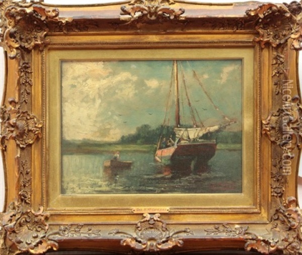 Sailboat In The Mooring Oil Painting - George Herbert McCord