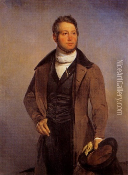 Portrait De Monsieur De Th. Oil Painting - Auguste-Hyacinthe Debay