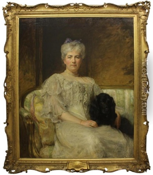 Portrait Of Mrs Geo W. Palmer Oil Painting - Sir Arthur Stockdale Cope