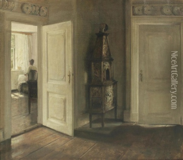 Contemplation Oil Painting - Carl Vilhelm Holsoe