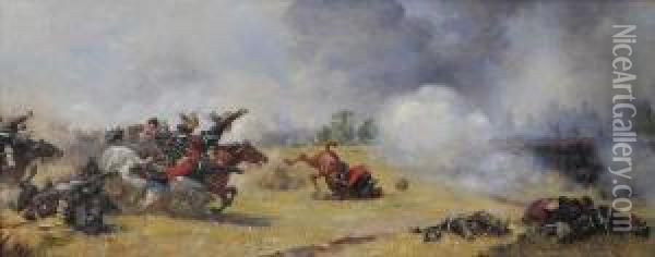 La Charge De Cavalerie Oil Painting - Henri G. Chartier